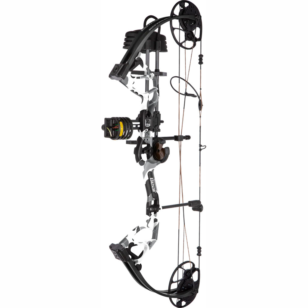 Bear Royale RTH Bow Package in Fred Bear Whiteout/Black 50 lbs. RH - Front View