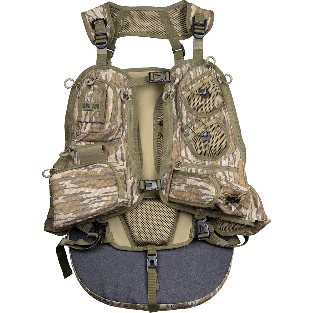 Knight and Hale Run N Gun Turkey Vest 300 in Mossy Oak Bottomlands Camo - Front View