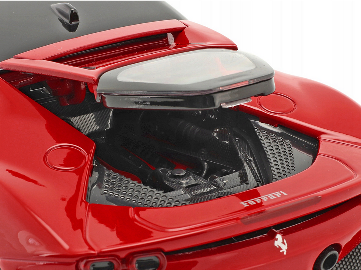 Ferrari SF90 Stradale Red with Black Top "Race + Play" Series 1/18 Diecast Model Car by Bburago - View 3