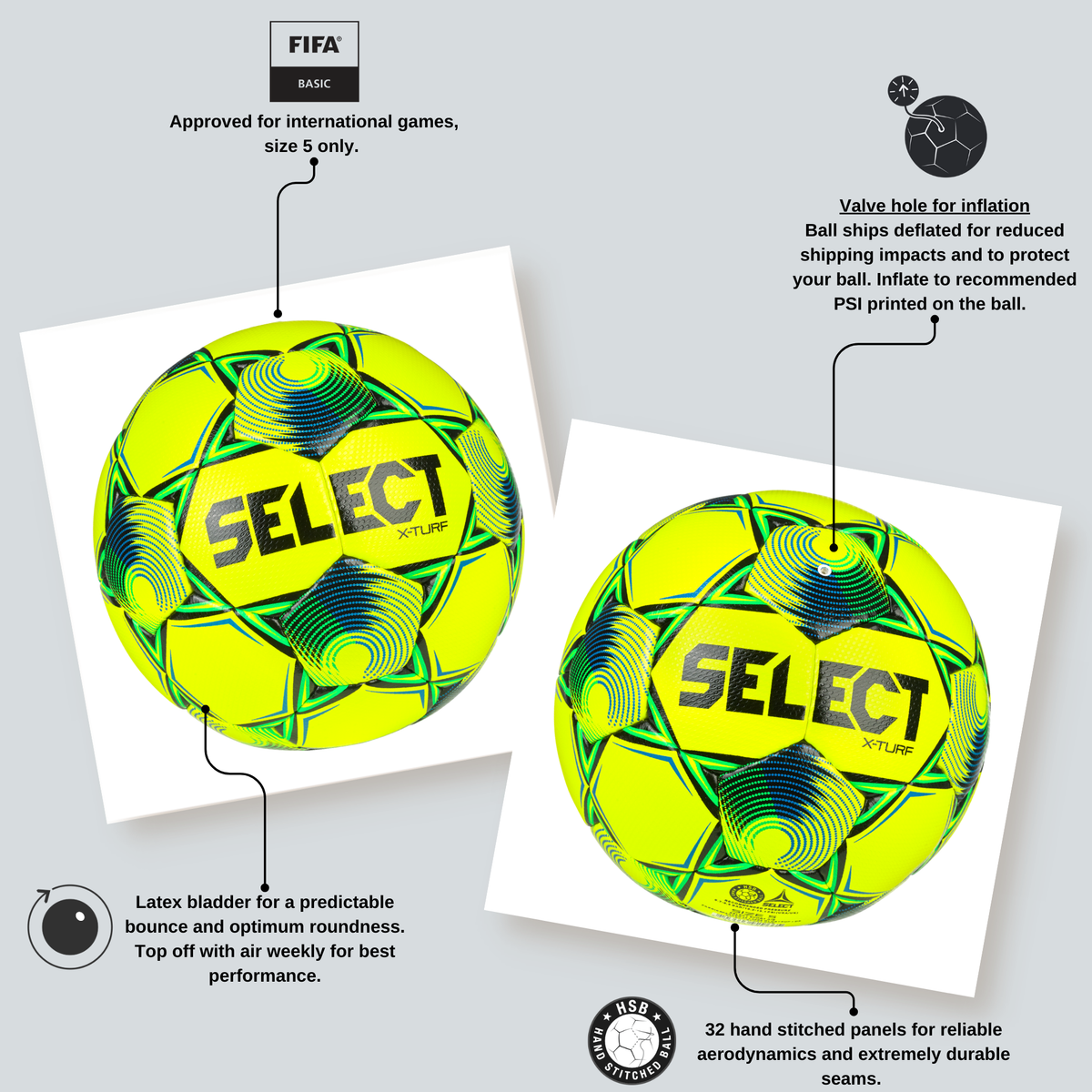 Select X-Turf v25, Artificial Turf and Wet Weather Ball - Detail View 2
