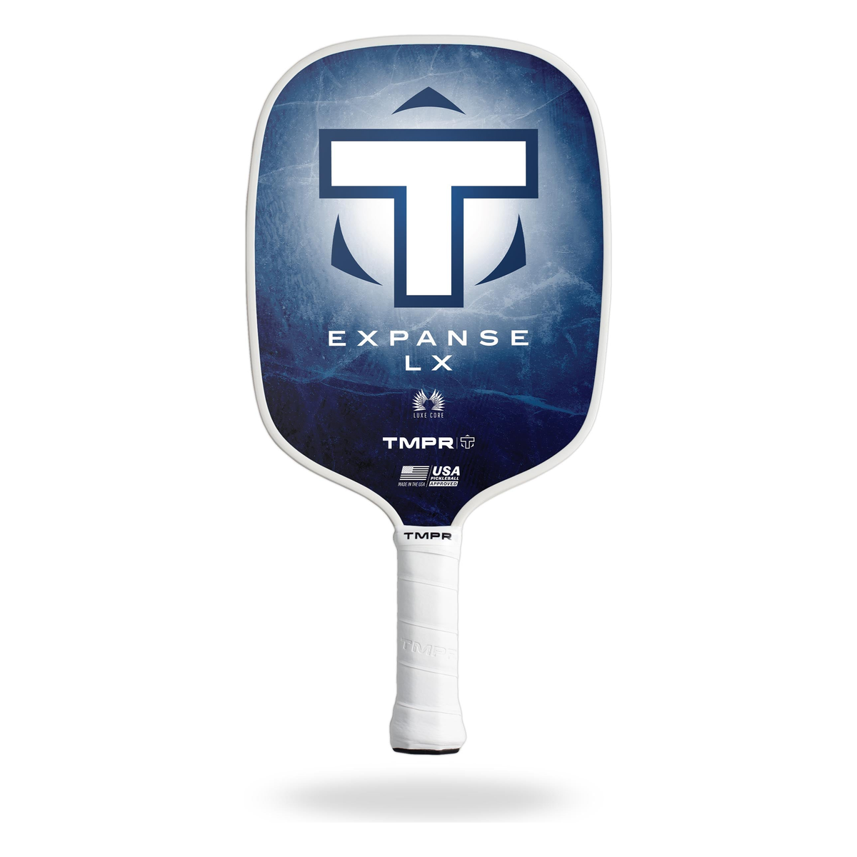 TMPR Expanse LX Pickleball Paddle, Heavy Weight in Indigo Ice White Trim - Front View