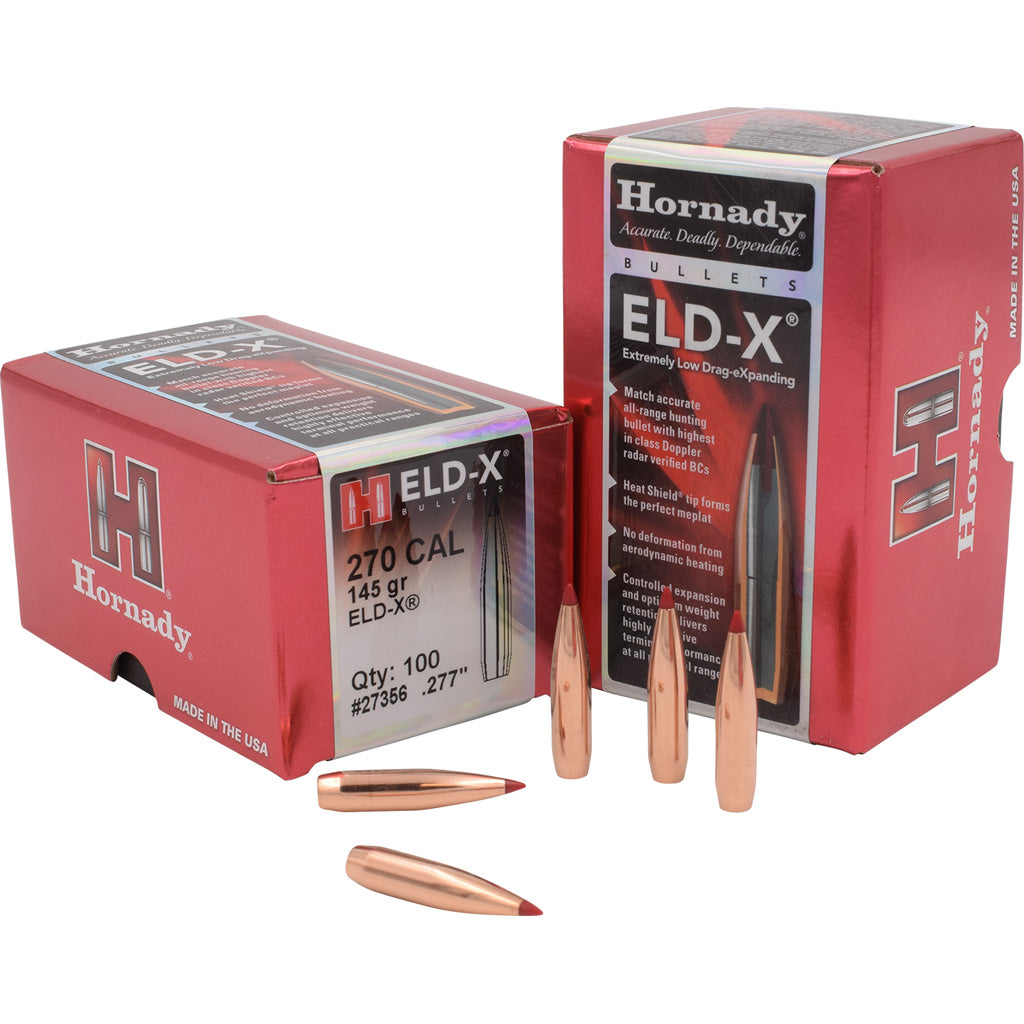 Hornady ELD-X Bullets in 270 Cal. .277 145 gr. ELD-X 100 Box - Front View