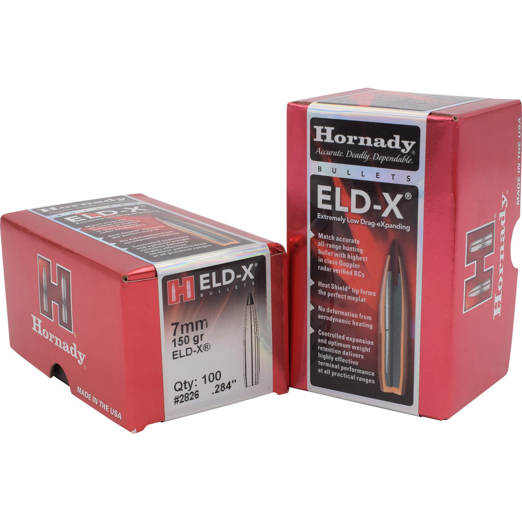 Hornady ELD-X Bullets in 7mm .284 150 gr. ELD-X 100 Box - Front View