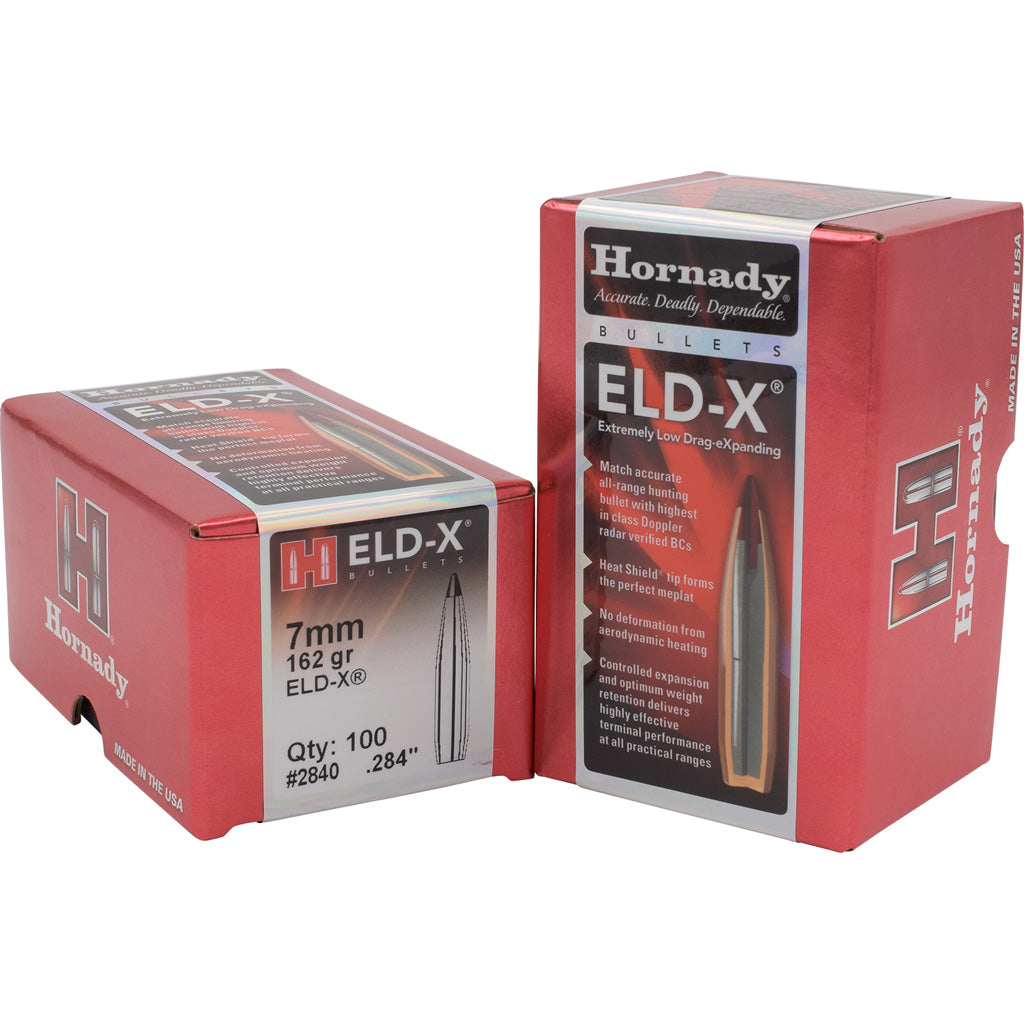 Hornady ELD-X Bullets in 7mm .284 162 gr. ELD-X 100 Box - Front View