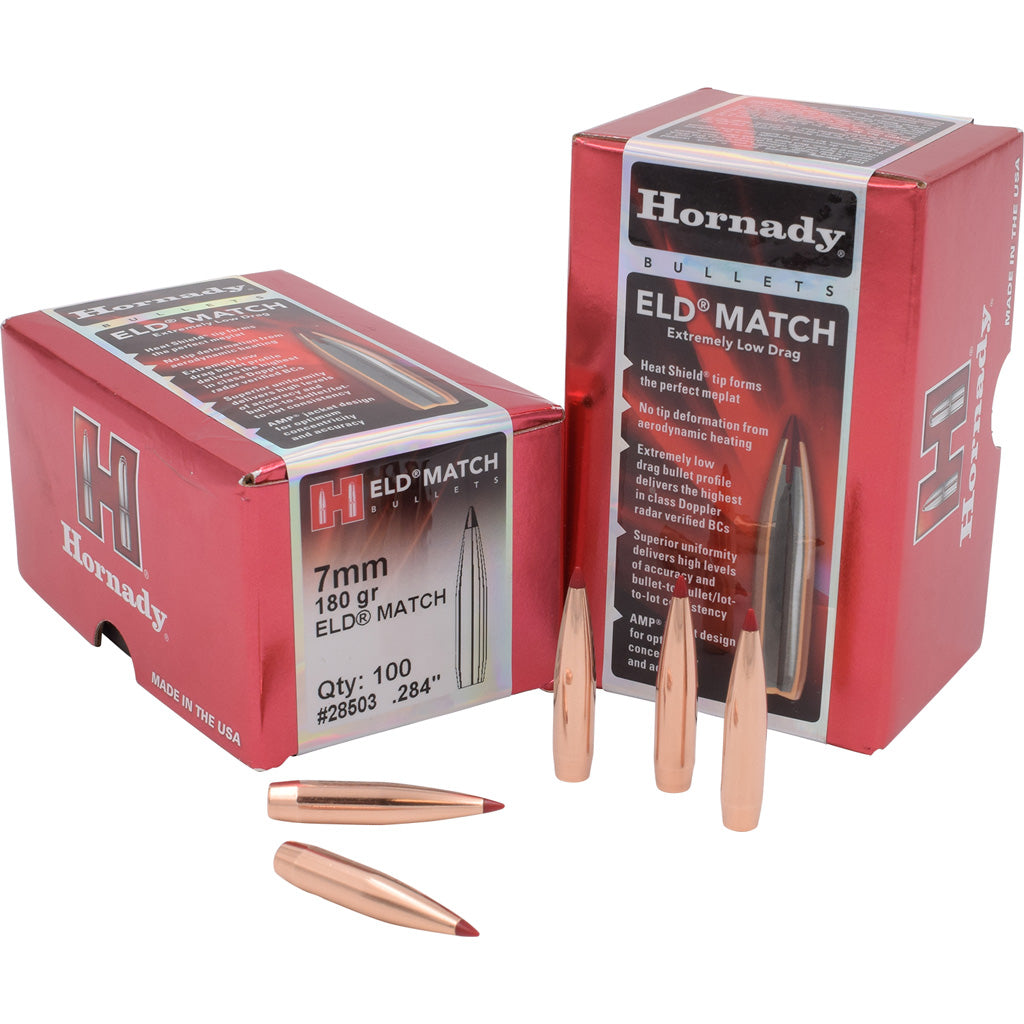 Hornady ELD Match Bullets in 7mm .284 180 gr. ELD Match 100 Box - Front View