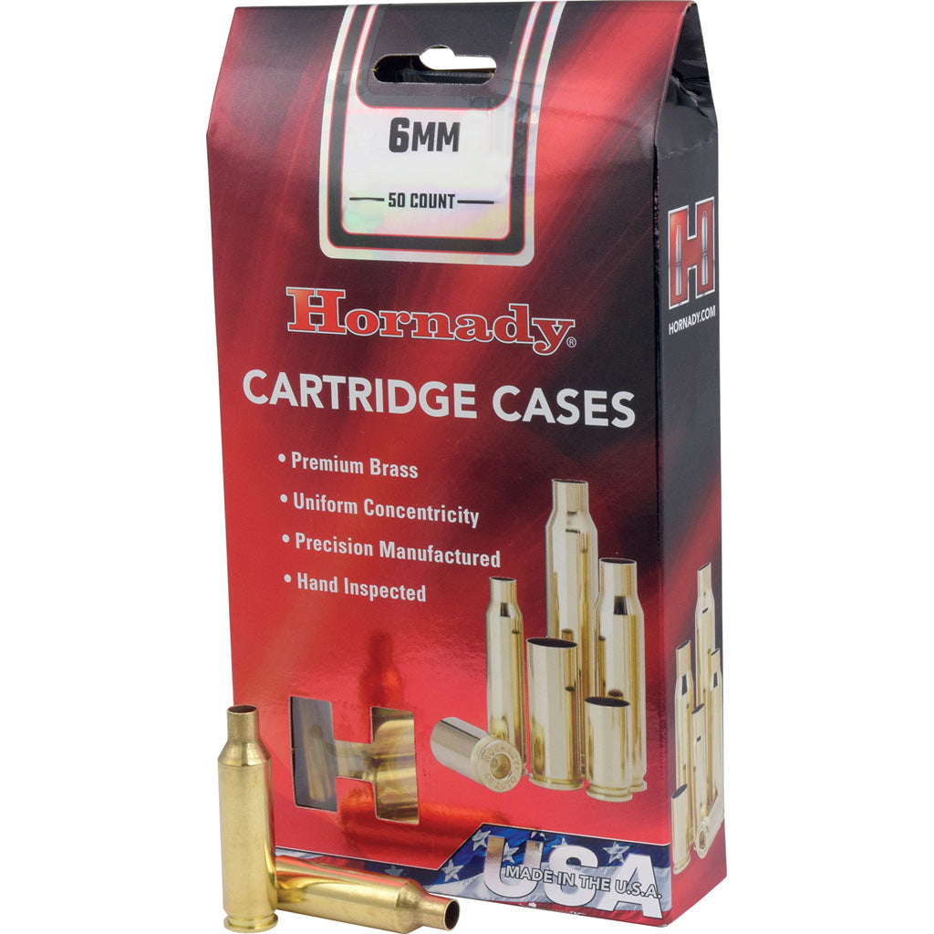 Hornady Rifle Cartridge Cases in 6mm Rem. Unprimed 50 pk. - Front View