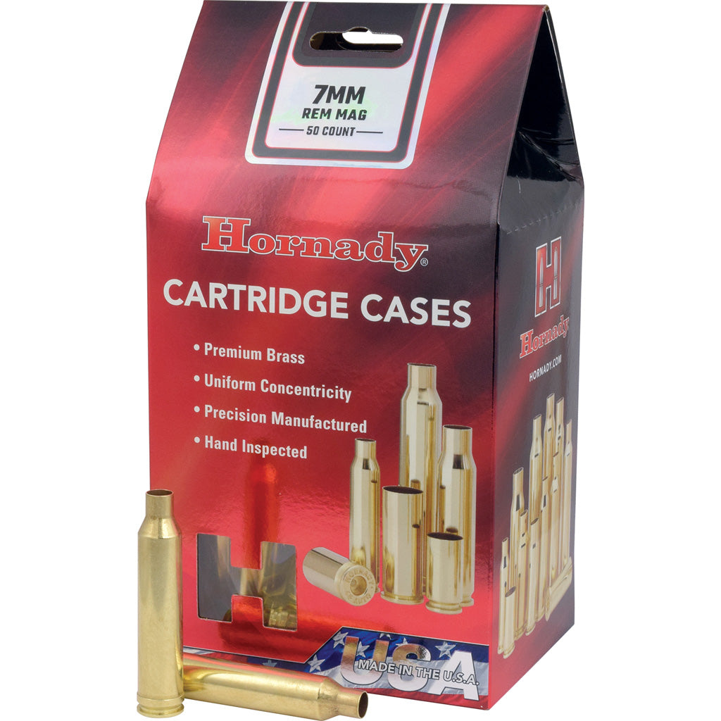 Hornady Rifle Cartridge Cases in 7mm Rem. Mag. Unprimed 50 pk. - Front View