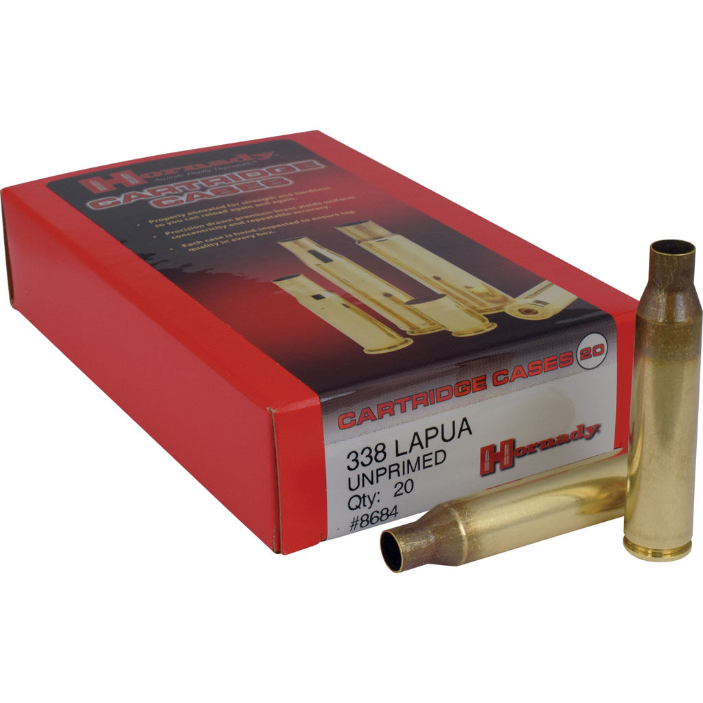 Hornady Rifle Cartridge Cases in 338 Lapua Mag. Unprimed 20 pk. - Front View