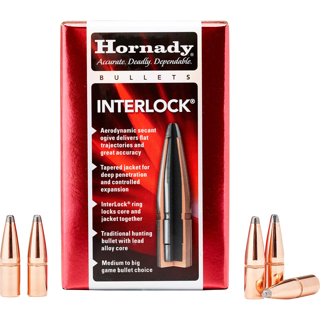 Hornady Traditional Rifle Bullets in 30 Cal. .308 165 gr. BTSP Interlock 100 Box - Front View