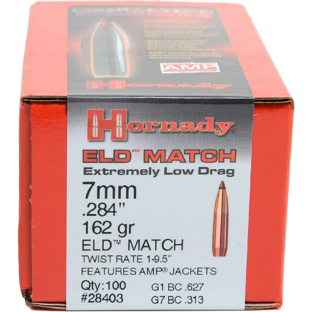 Hornady ELD Match Bullets in 7mm .284 162 gr. ELD Match 100 box - Front View