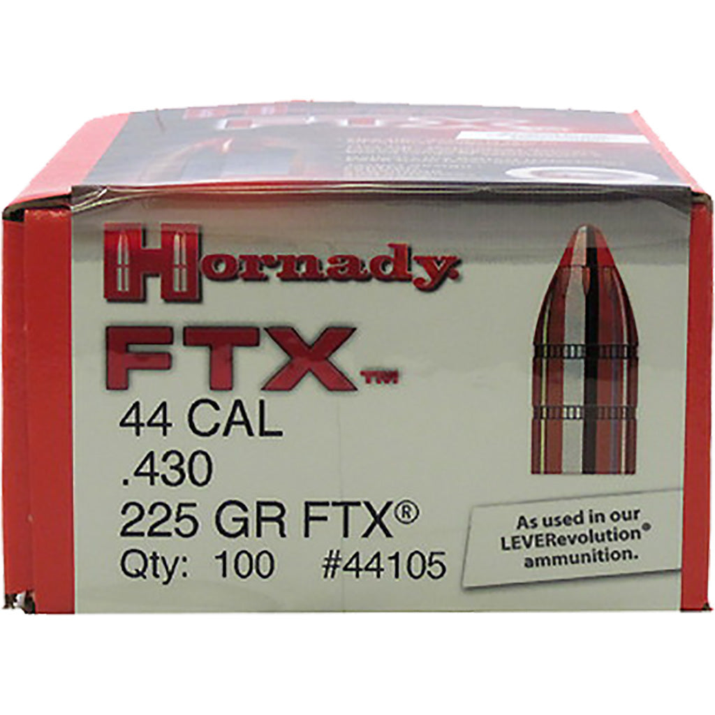 Hornady FTX Pistol Bullets in 44 cal. .430 225 gr. FTX 100 box - Front View