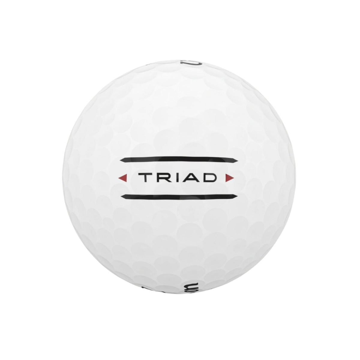 Wilson Golf Triad golf balls 12-pack in white, shown with a red Wilson Triad box and a single golf ball featuring the Wilson logo.