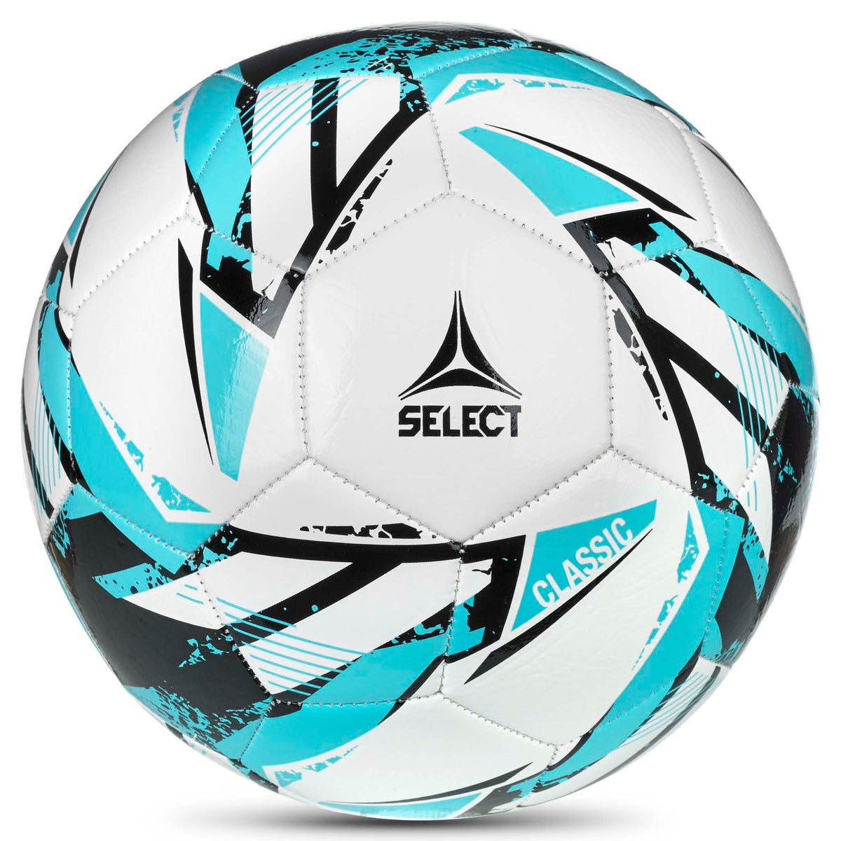 Select Classic v26 Soccer Ball, Soft TPU Leisure Ball for Kids and Youth in White/Blue/Black - Front View