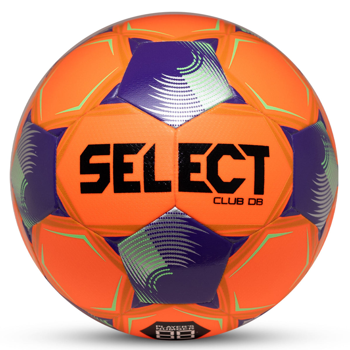 Select Club v26 Soccer Ball, Dual Bonded Youth and Adult Sizes in Orange/Purple - Front View