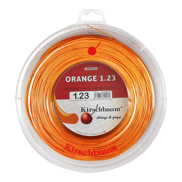 Kirschbaum Orange Tennis String Reel, 660 ft in 1.23mm / 17G - Front View