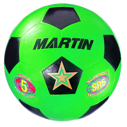 Martin Sports Rubber Soccer Ball, Nylon Wound in Green Size 3 - Front View