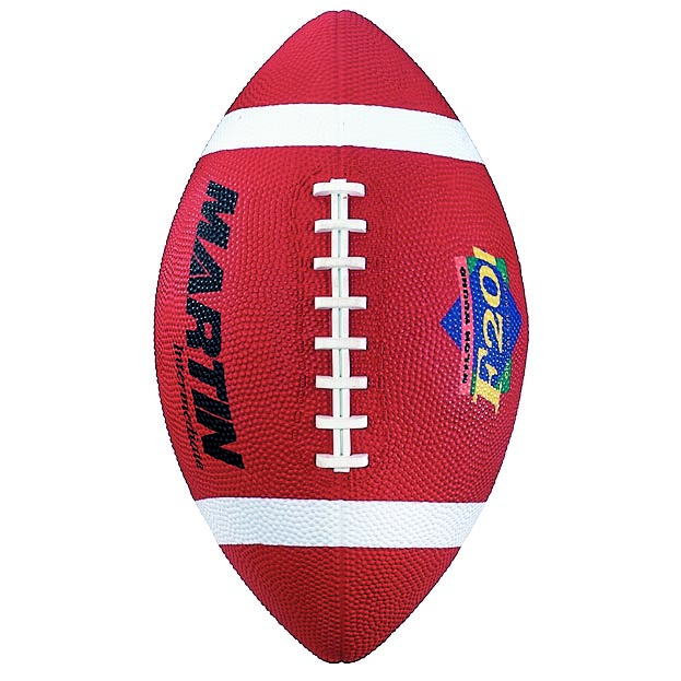 Martin Sports Rubber Football, Intermediate Size, Pebbled Grip in Brown - Front View