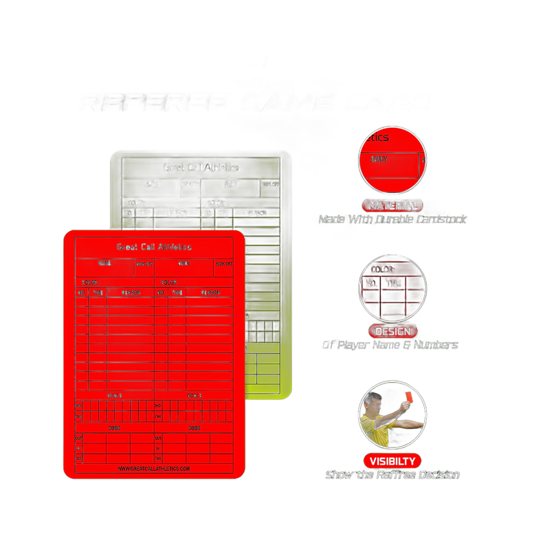 Great Call Athletics Soccer Reusable Game Card Pro Set of Yellow  Red Erasable Match Data Record