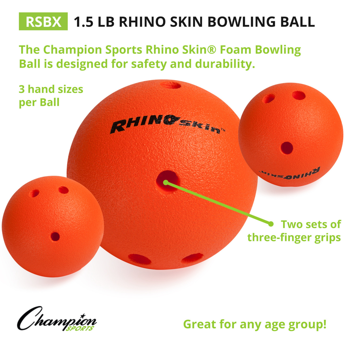 Rhino Skin 1.5 lb Foam Bowling Ball, Orange - Alternate View 6