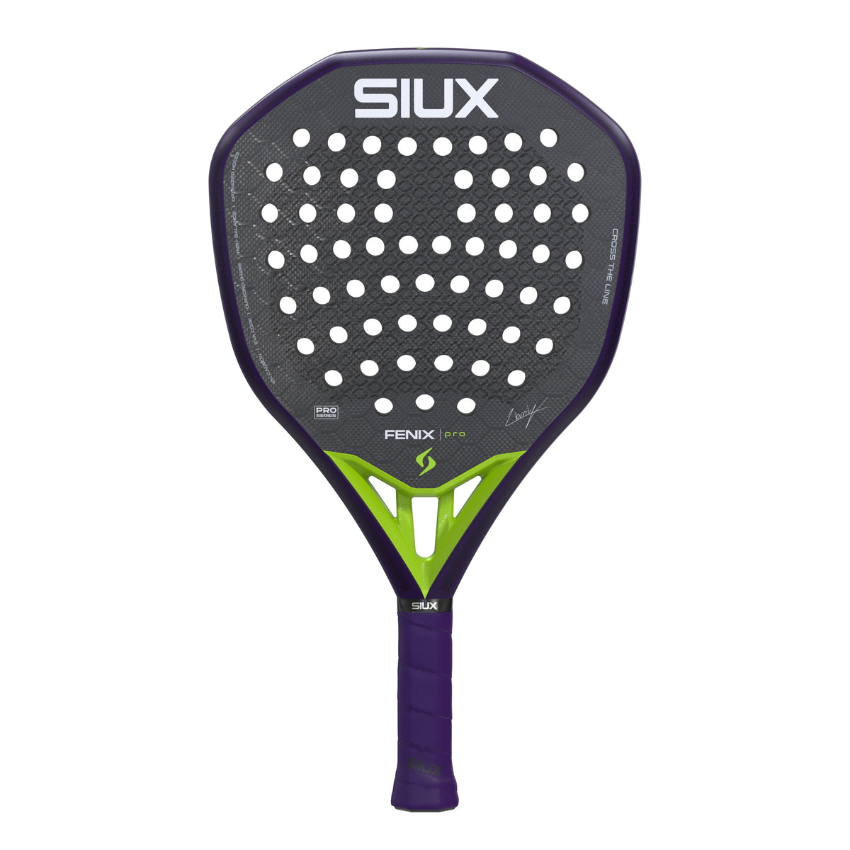 Siux Fenix Pro 2026 Padel Racket in Glow Purple - front view