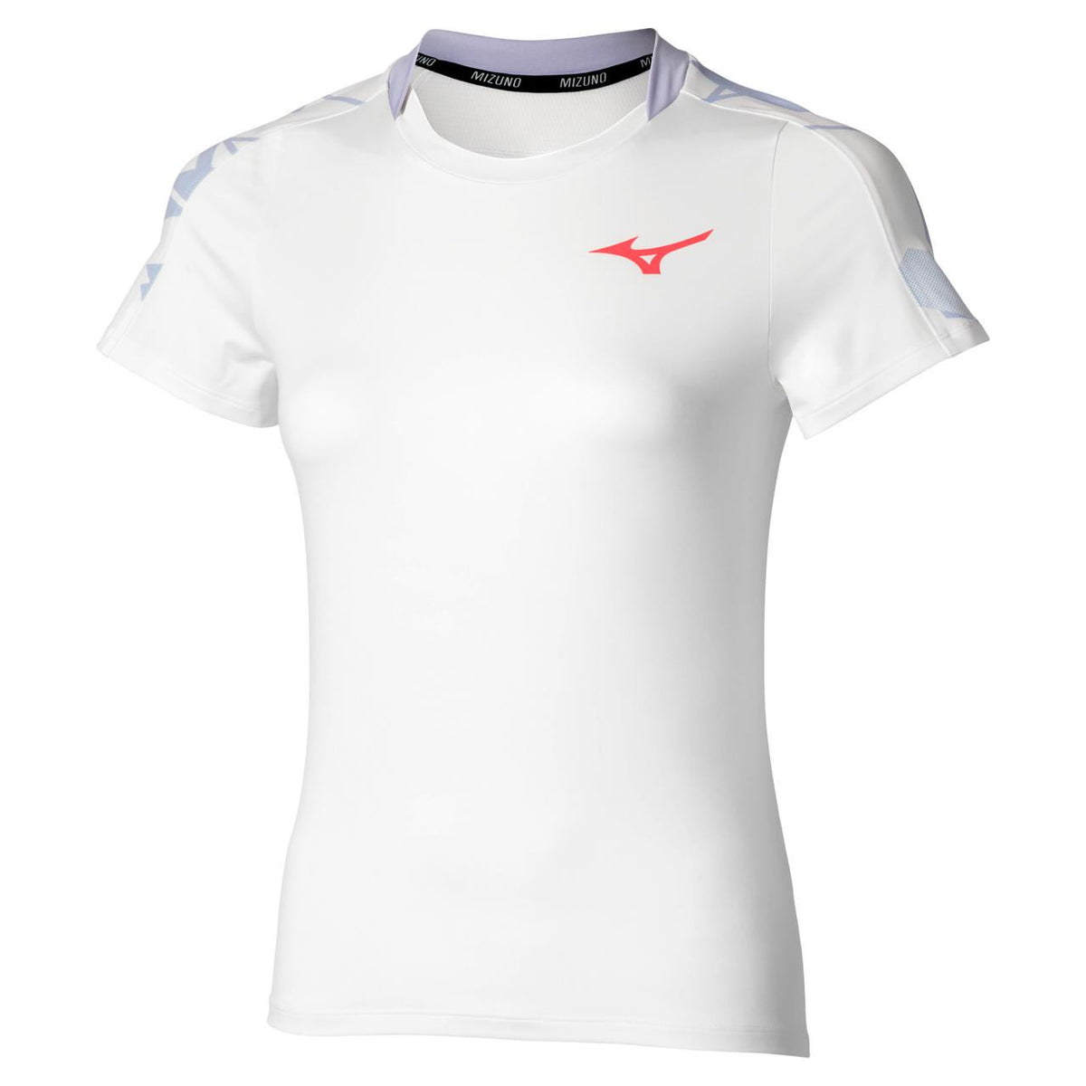 Mizuno Women's Printed Tennis Tee in White-Icelandic Blu - product image