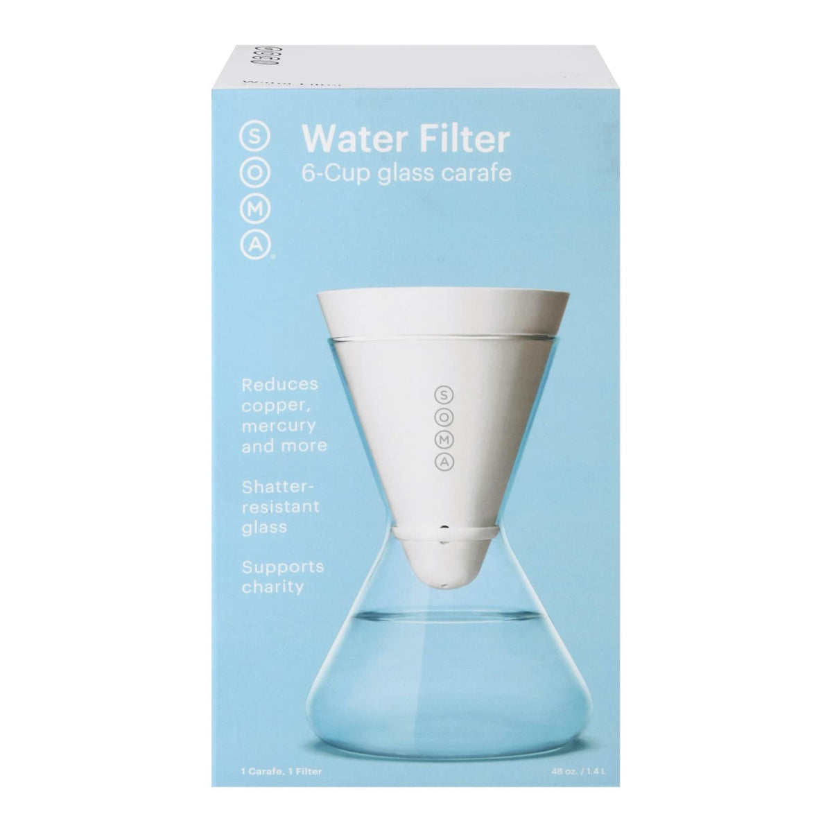 Soma Glass Carafe, 6 Cups, 48 oz (Case of 2)