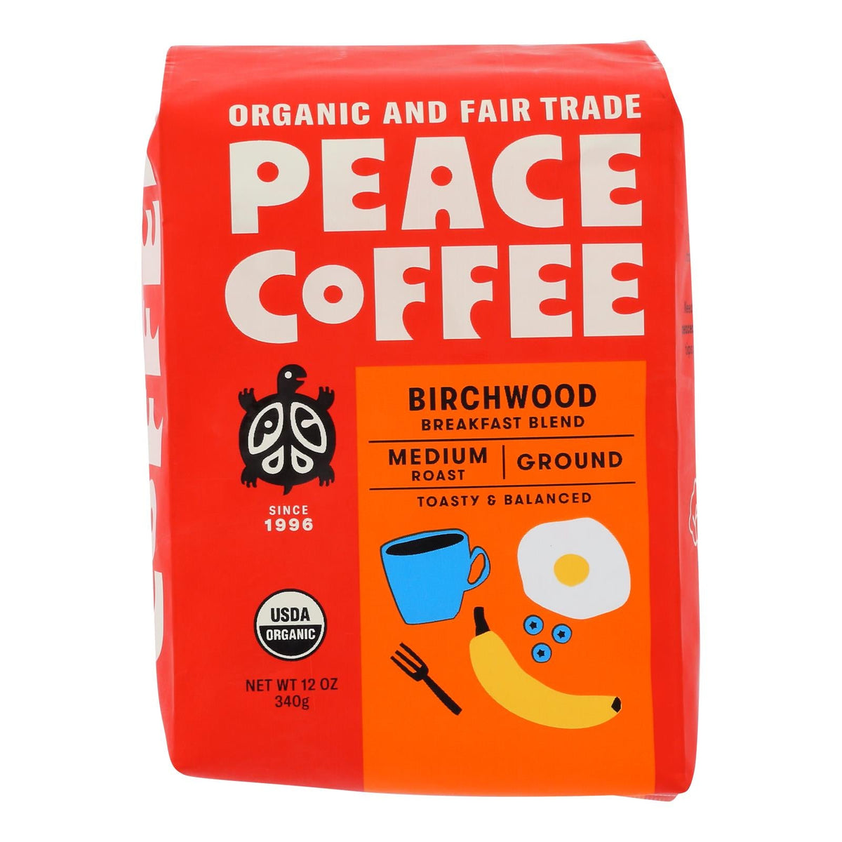 Peace Coffee Organic Birchwood Blend Ground Coffee, 12 oz (Case of 6)