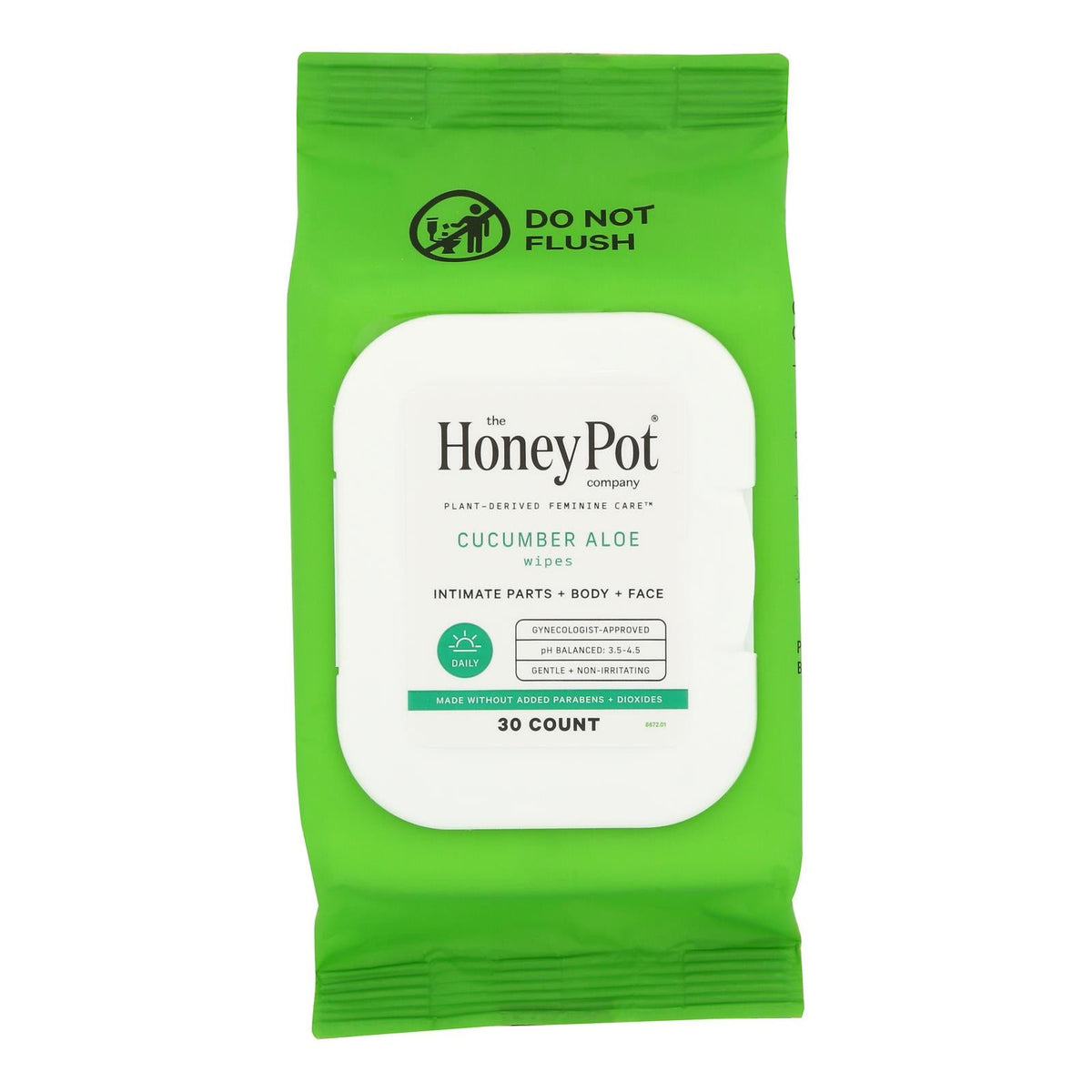 The Honey Pot Cucumber Aloe Intimate Wipes, 30 ct