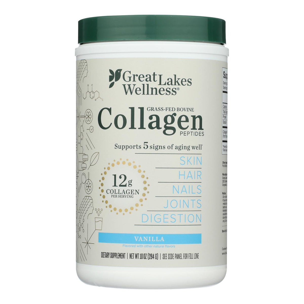 Great Lakes Wellness Vanilla Collagen Peptides, 10 oz