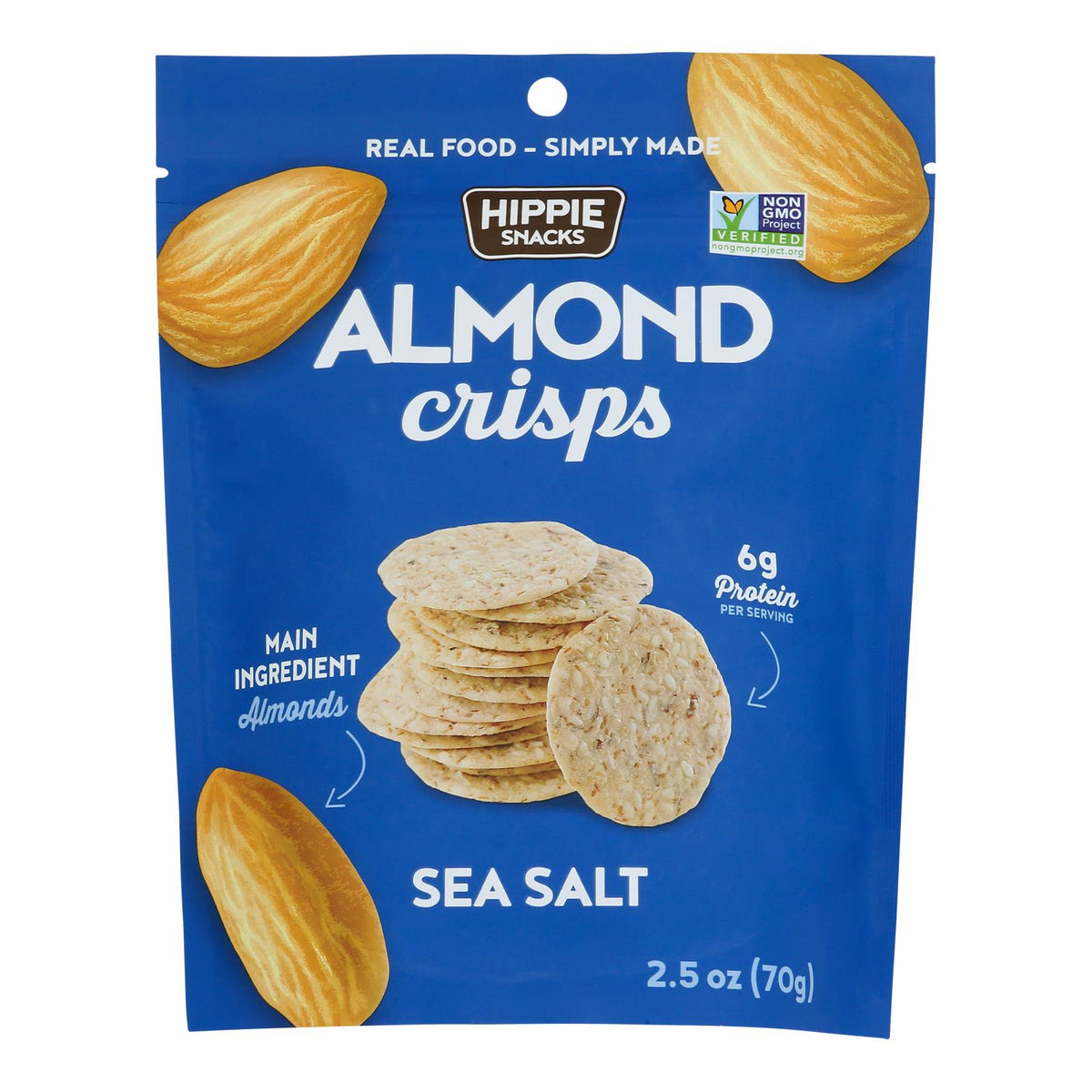 Hippie Snacks Sea Salt Almond Crisps, 2.5 oz (Case of 8)