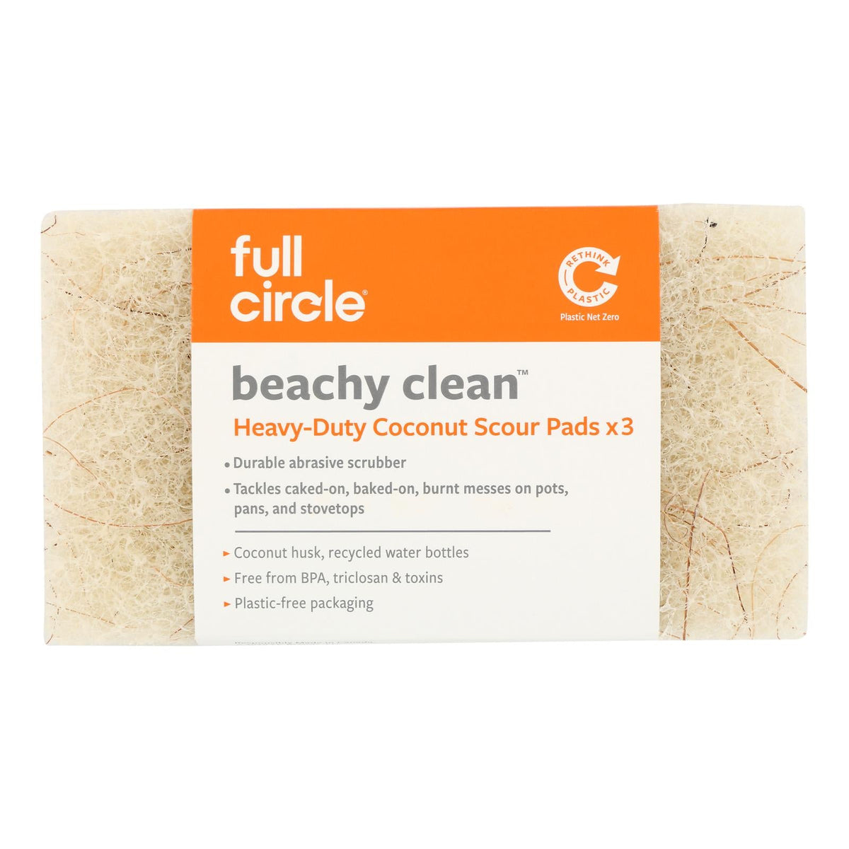 Full Circle Coconut Scour Pads, 3-Pack (Case of 10)
