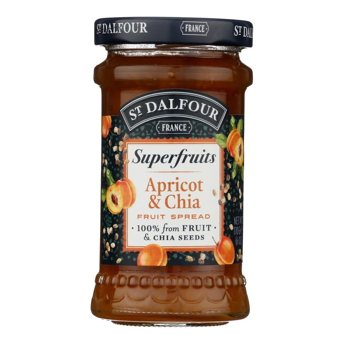 St. Dalfour Apricot Chia Fruit Spread, 6 oz (Case of 6)