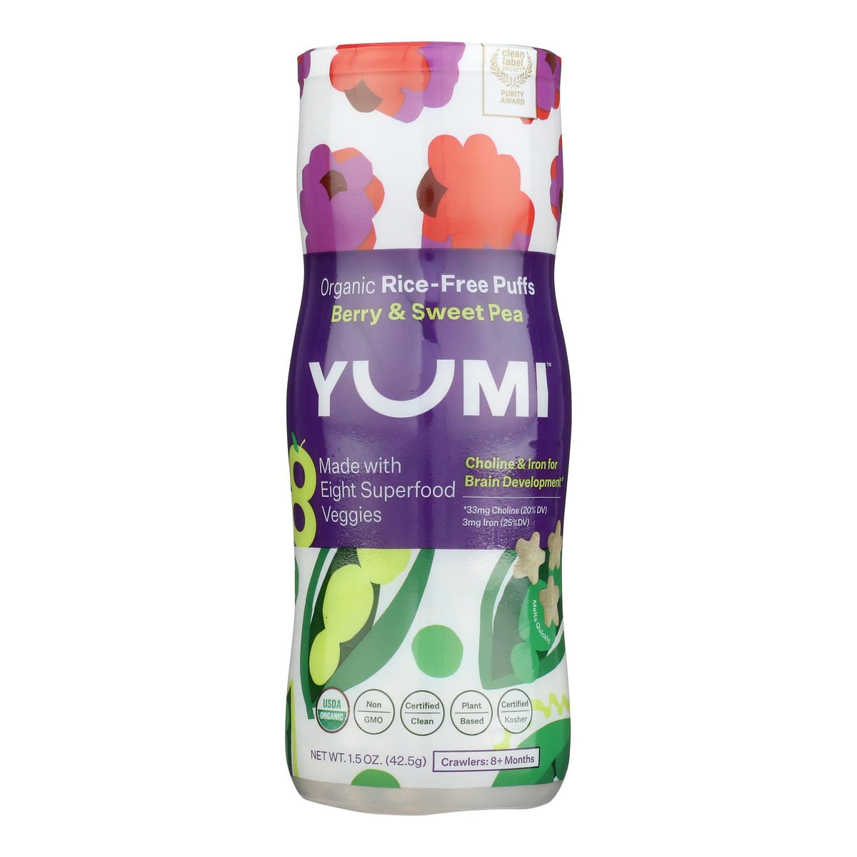 Yumi Organic Berry Sweet Pea Puffs, 1.5 oz