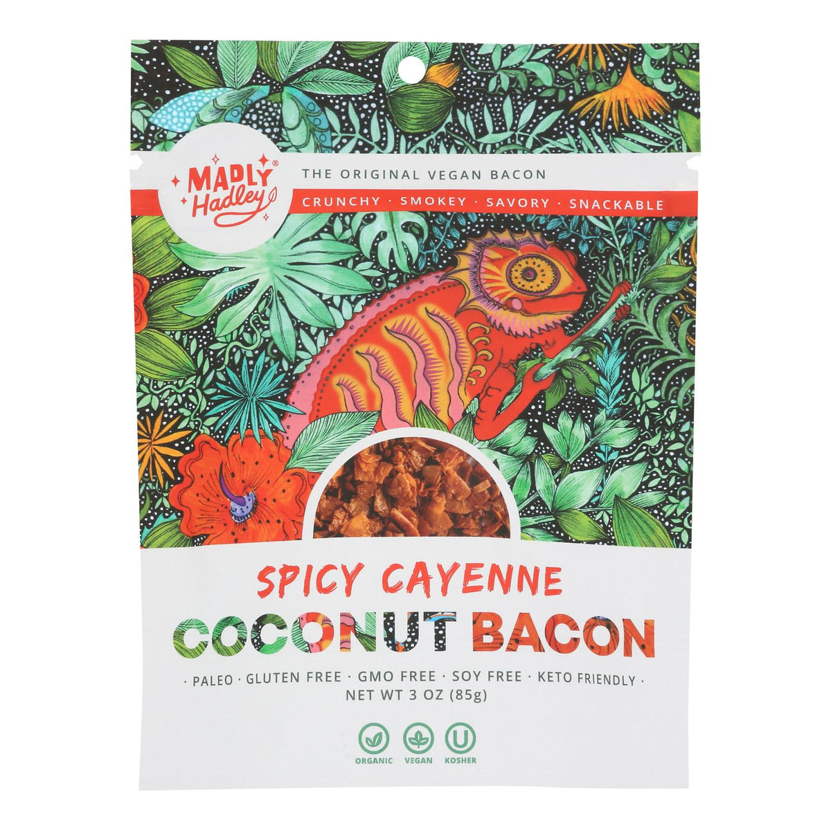 Madly Hadley Organic Spicy Cayenne Coconut Bacon, 3 oz (Case of 6)