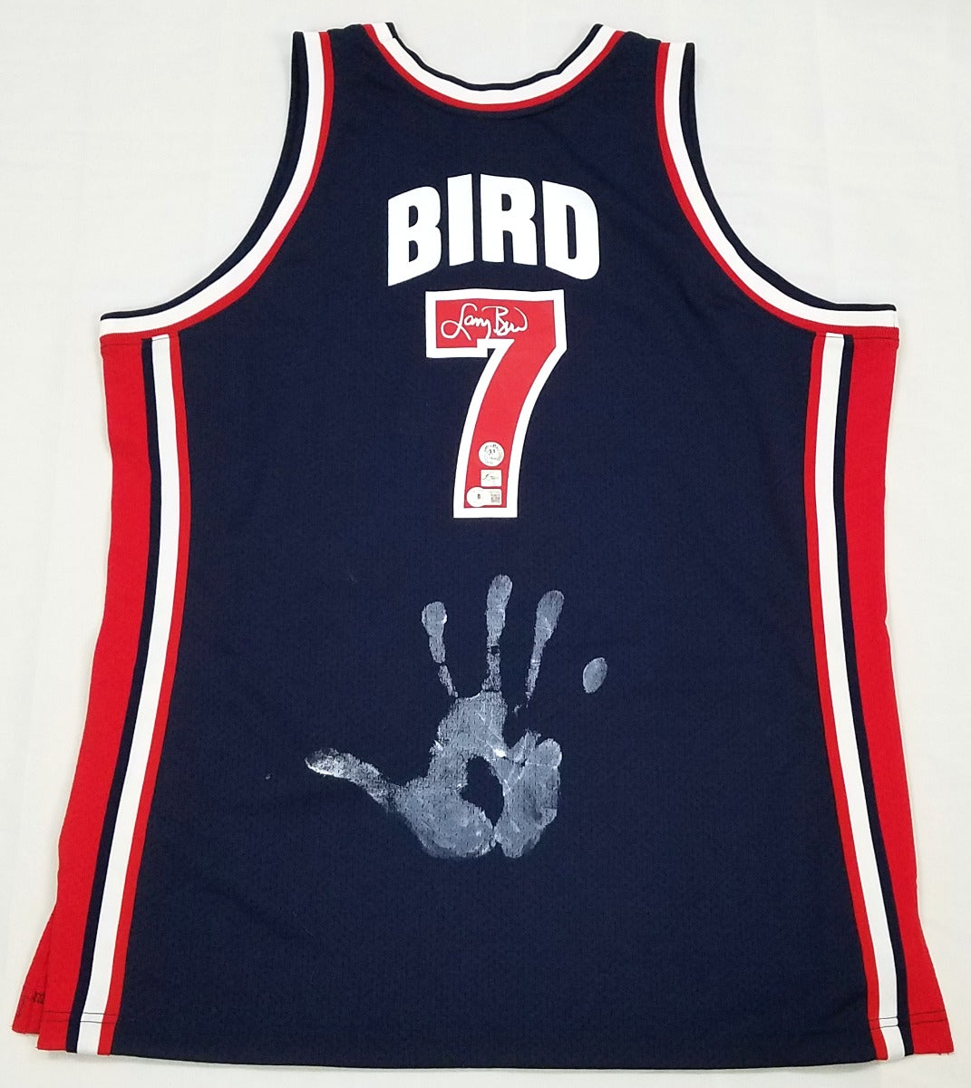 Larry Bird Autographed Boston Celtics NBA 1992 USA Dream Team Mitchell & Ness Authentic Jersey With Hand Print Beckett Witnessed
