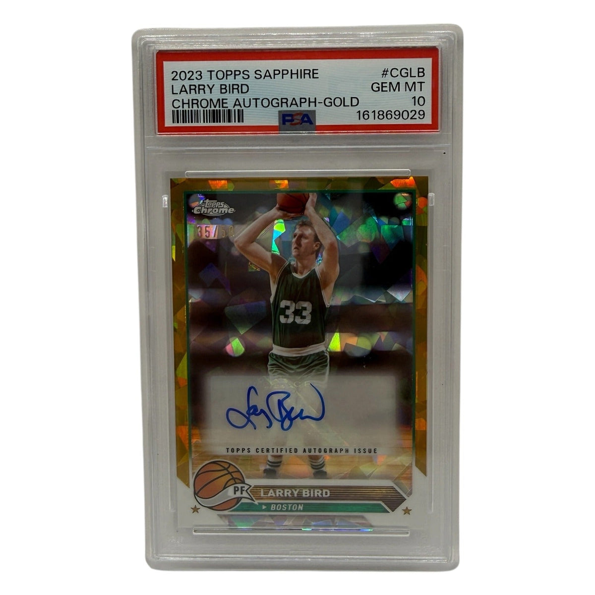 2023 Topps Chrome Sapphire Larry Bird Autograph Gold Refractor /50 PSA 10 GEM MINT