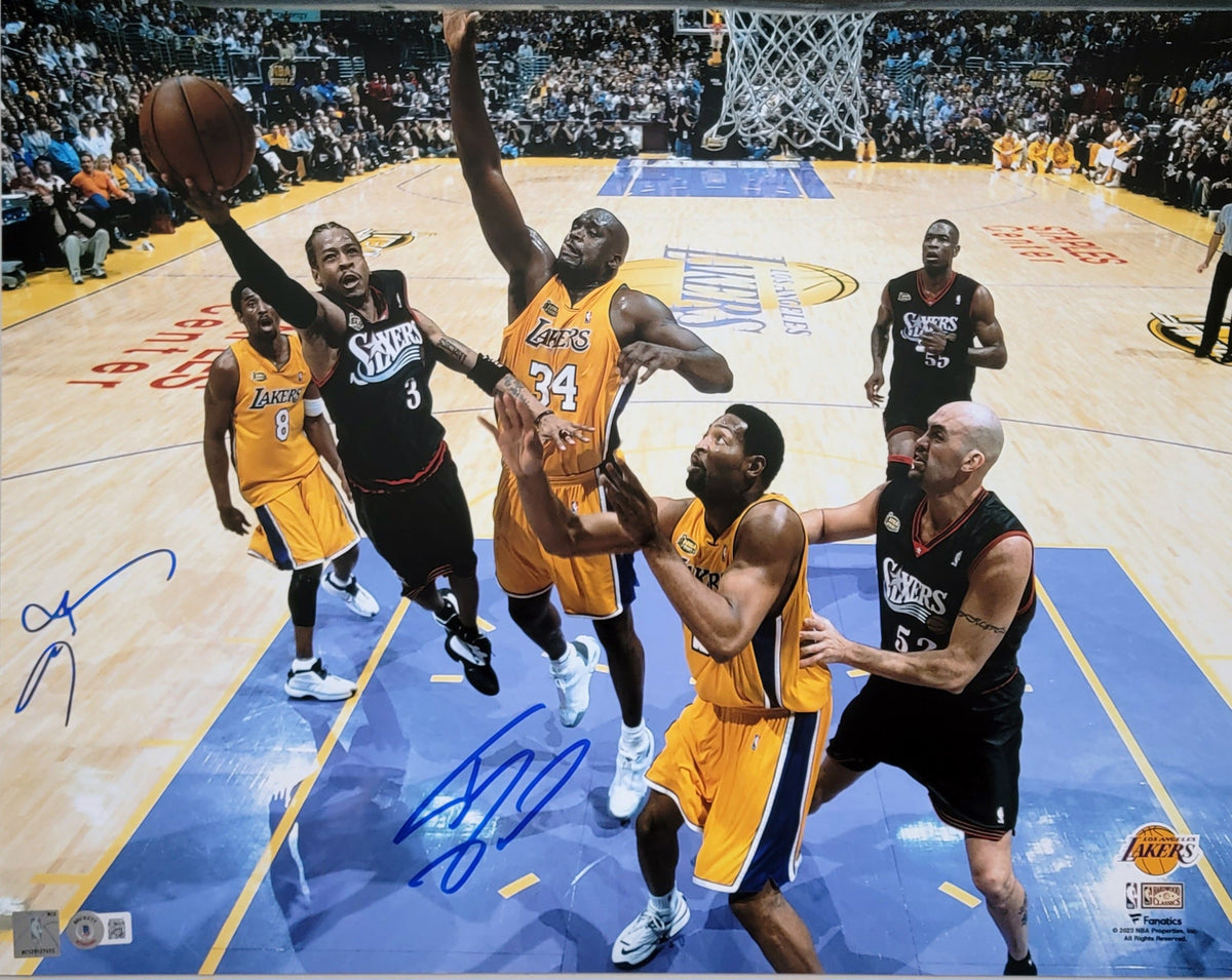 Shaquille O'Neal & Allen Iverson Autographed Los Angeles Lakers Philadelphia 76ers 16x20 Photo Beckett Witnessed #2
