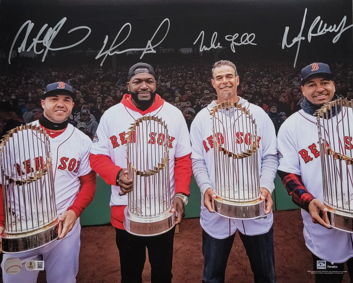 David Ortiz Manny Ramirez Lowell Pearce Signed Boston Red Sox WS MVP's 16x20 Photo Beckett