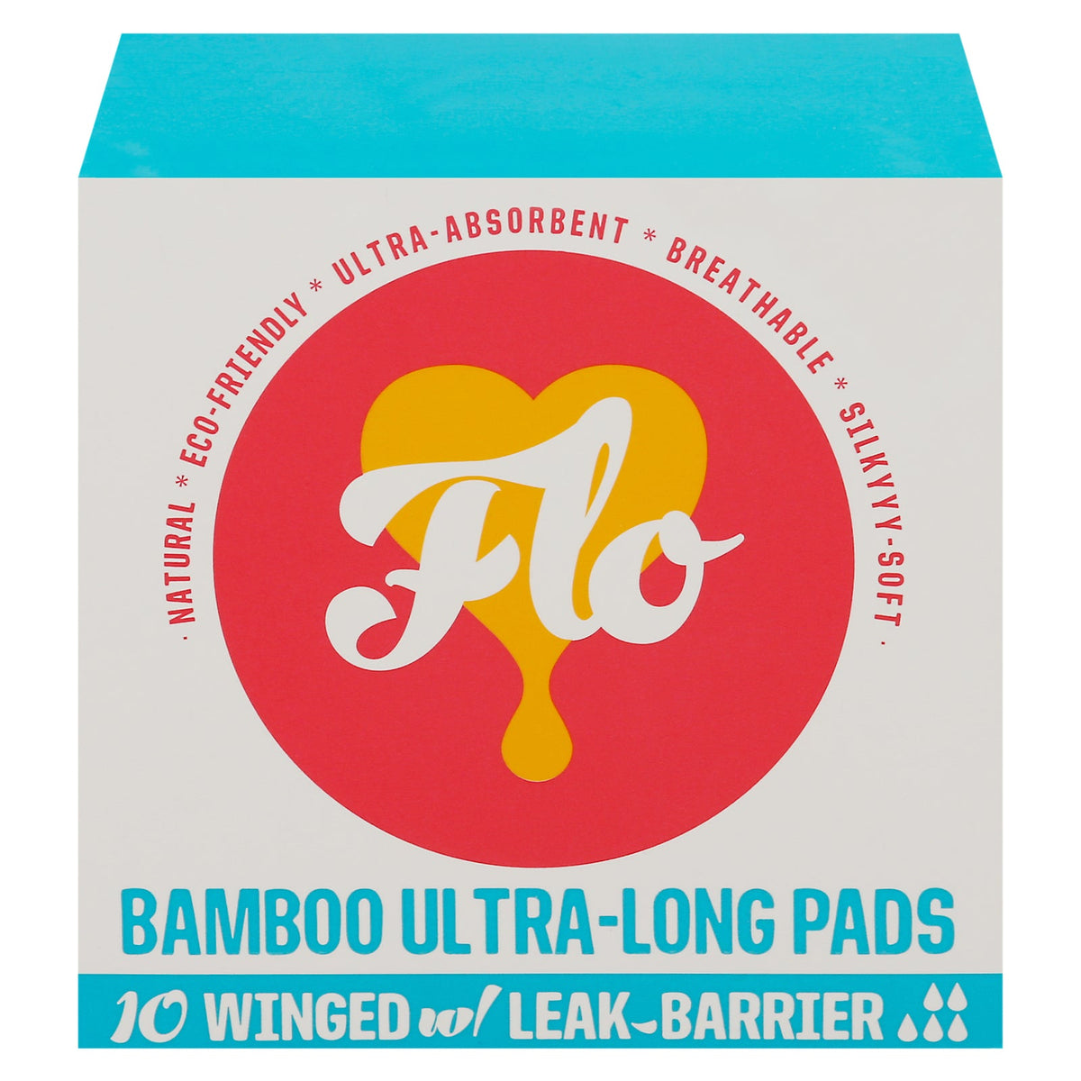 Flo Ultra-Long Bamboo Pads with Wings, 10 ct (Case of 8)