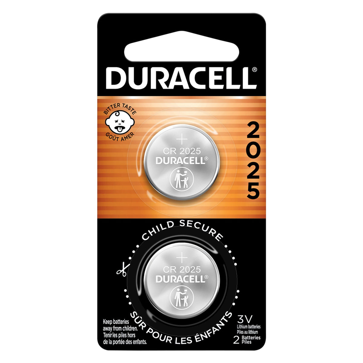Duracell CR2025 Lithium Coin Battery, 2 ct (Case of 6)