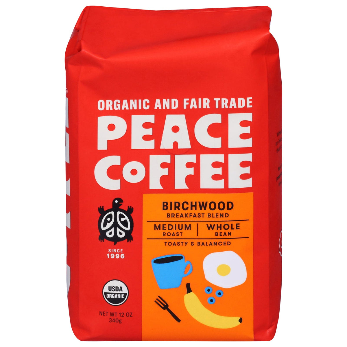 Peace Coffee Organic Birchwood Blend Coffee, 12 oz (Case of 6)