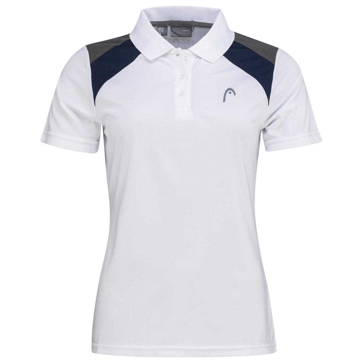 HEAD CLUB 22 Tech Tennis Polo Shirt Womens in White/Dark Blue - front view