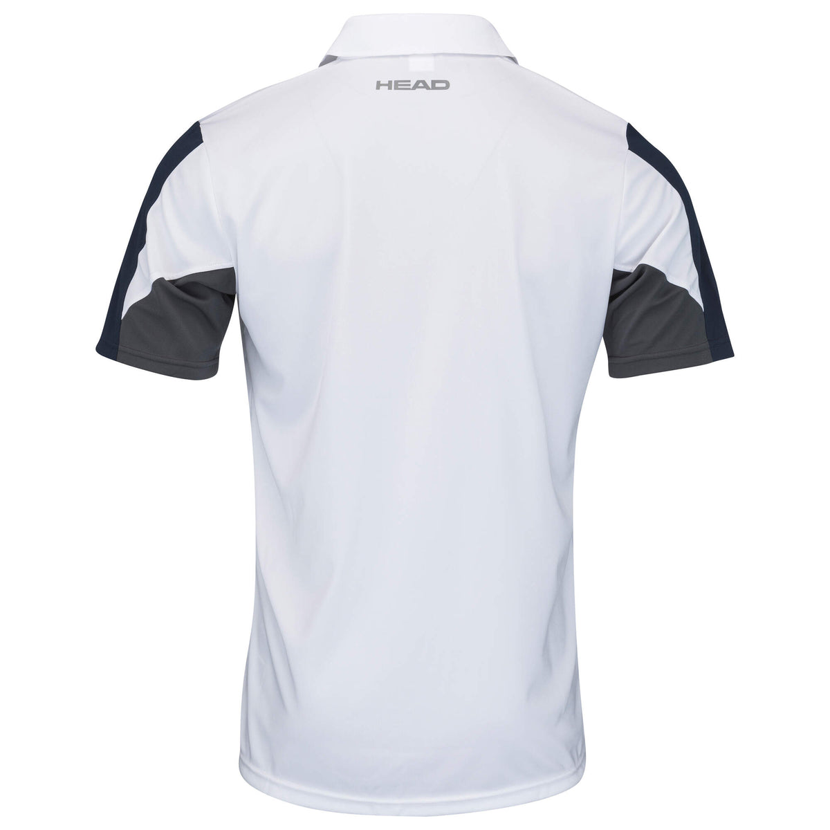 HEAD CLUB 22 Tech Mens Tennis Polo Shirt in White/Dark Blue - back view
