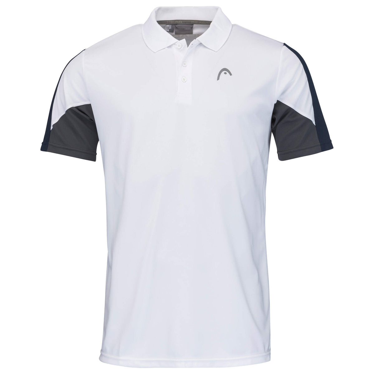HEAD CLUB 22 Tech Mens Tennis Polo Shirt in White/Dark Blue - front view