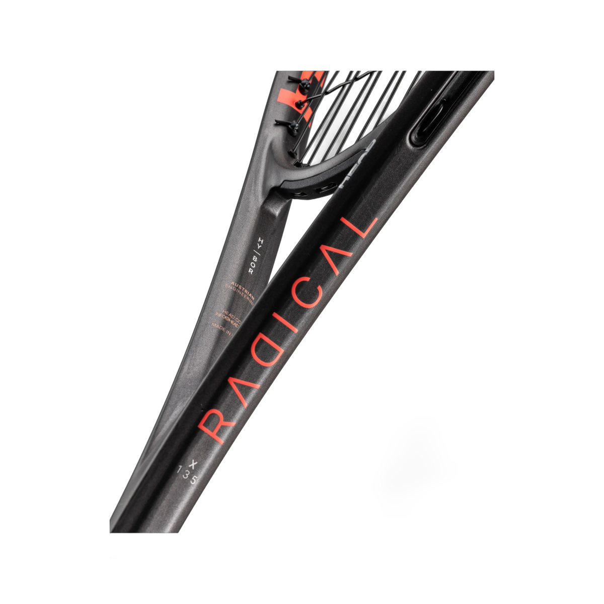 Head Radical 135 X 2026 Squash Racquet in Black/Orange - frame detail