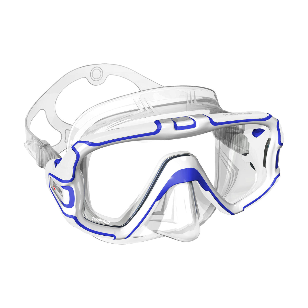 Mares Pure Edge Single Lens Diving Mask in Clear/Blue - front view