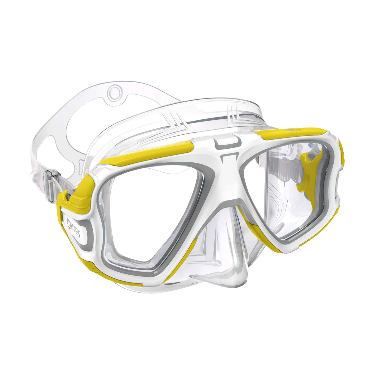 Mares Edge Diving Mask in Yellow/White/Clear - front view