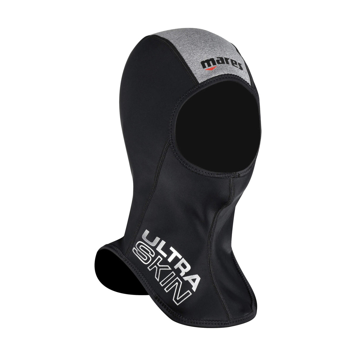 Mares Ultra Skin Long Dive Hood, Black and Grey - front view