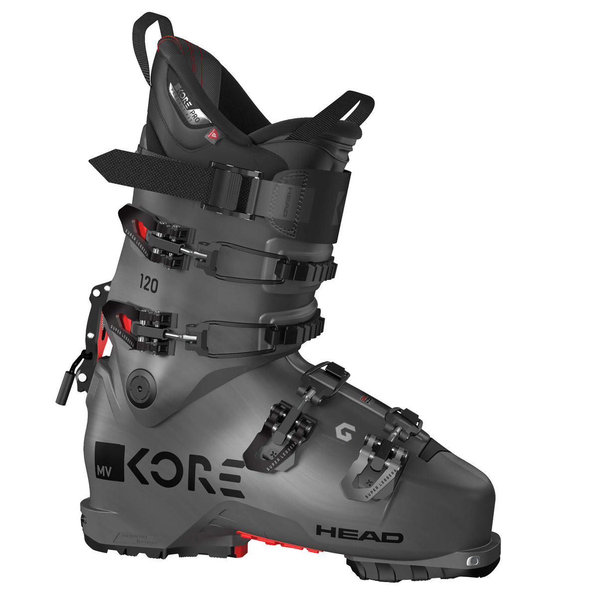 HEAD KORE 120 GW Freeride Ski Boots, Anthracite/Red in Gray - side view