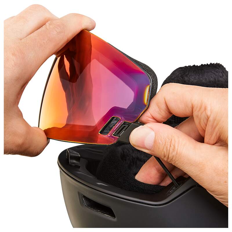 HEAD RADAR 5K MIPS Visor Ski Helmet, Black in Black - lens exchange detail